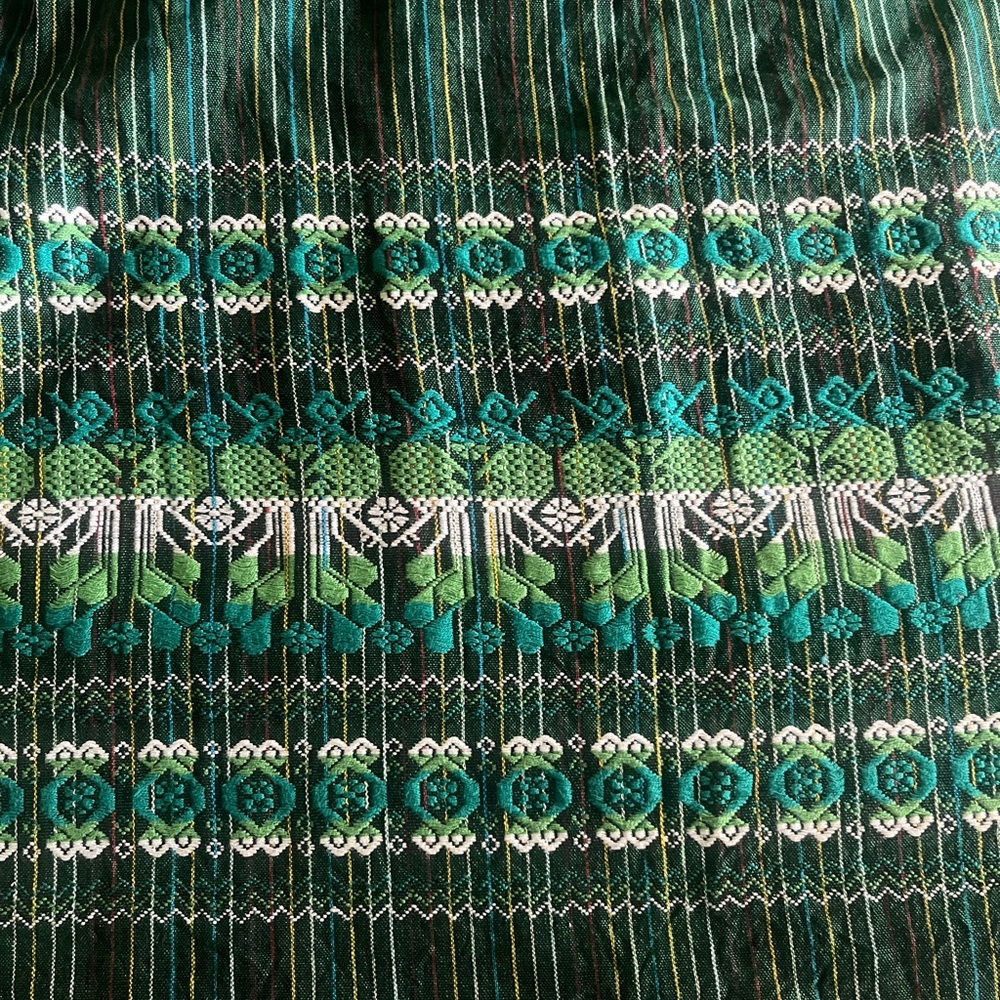 Vintage Guatemalan Quetzal Green Patterned Skirt